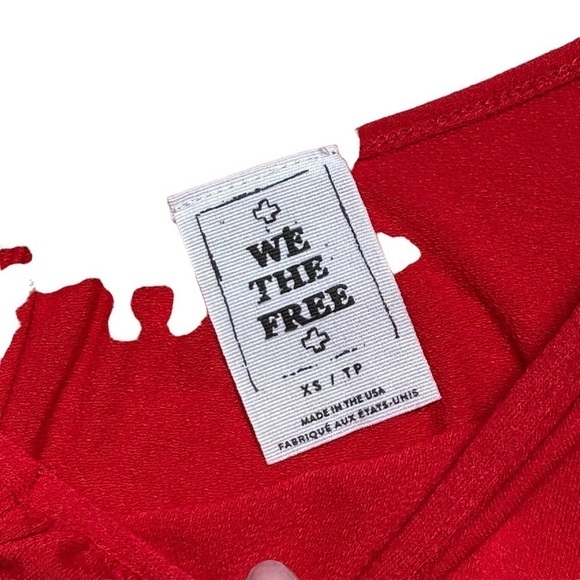 Free People We the Free Red Believe Me Cold Shoulder Blouse US XS - Picture 7 of 9